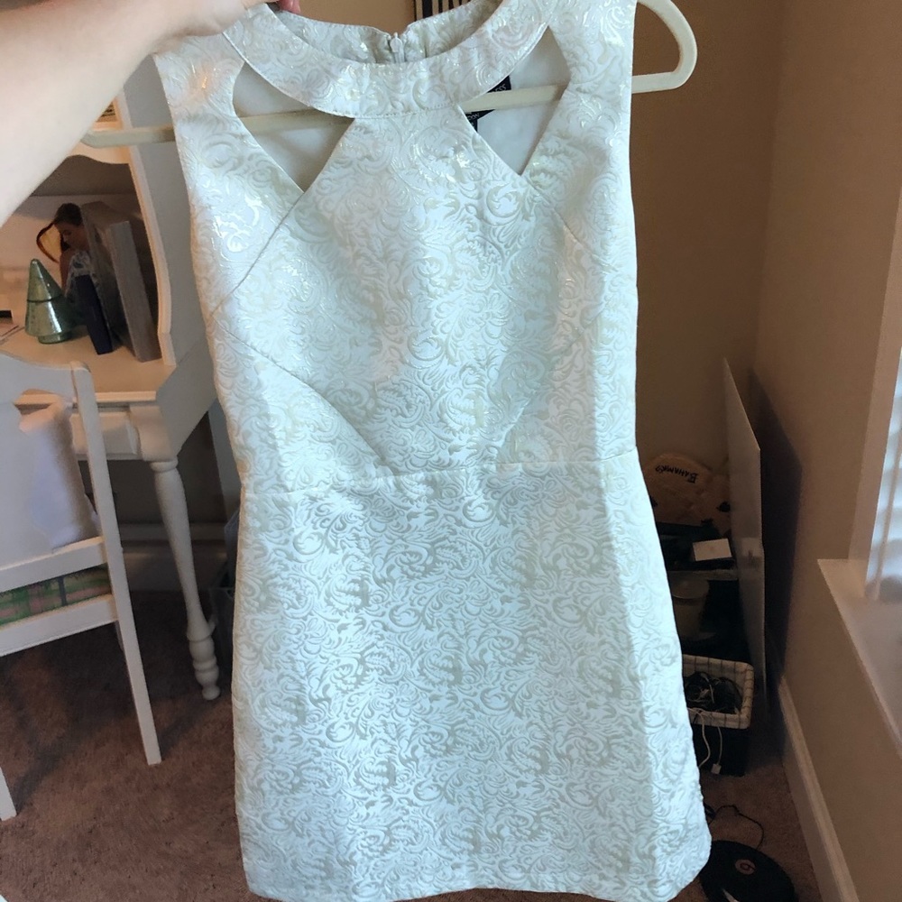 Ivory jacquard mini dress